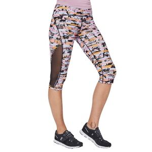 Lululemon Sun Runner Crop Leggings Workout Size 2 Multi Stripe Sheer Sides